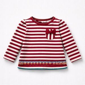 Matilda Jane fuchsia and white stripe long sleeve embroidered pocket tshirt 6-12
